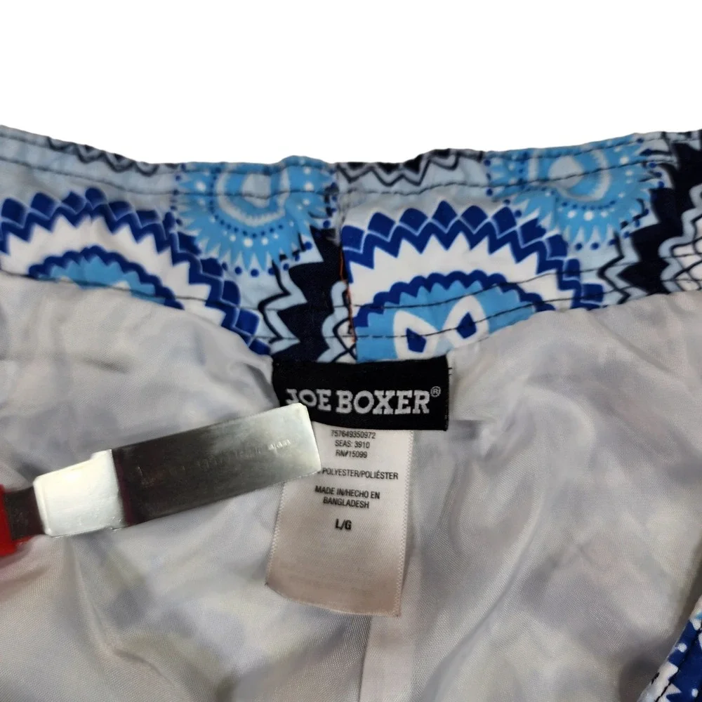 Joe Boxer Board Shorts L Men Floral Blue Green Functional‎ Fly Inseam 9